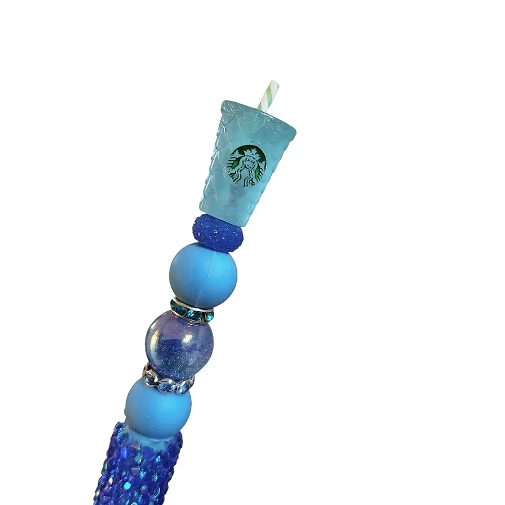 Starbucks Beaded Ballpoint Twist Pen Focal Bead Blue
